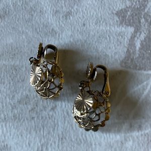 Gold tone cup dangling clip on earrings
